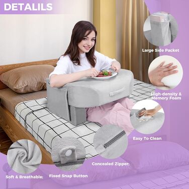 Подушка для читання Babenest для колін, підлокітник, ігрова подушка для роботи, регульована по висоті подушка для колін для дорослих, для сидіння в ліжку, дивані, підлозі (плюшево-сірий)