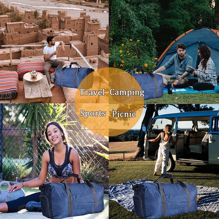 Велика складна дорожня сумка об&39ємом 60 л для чоловіків та жінок з відділенням для взуття, водонепроникна, сумка для сауни, дорожня сумка для спорту, відпустки, спортзалу, ночівлі, нова, темно-синя