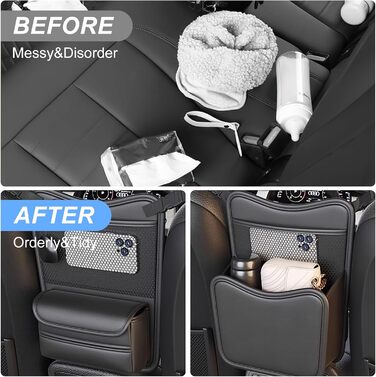 Автомобільний органайзер для зберігання між сидіннями, підвісна сумка для зберігання підголовника автомобіля зі шкіри наппа, трима