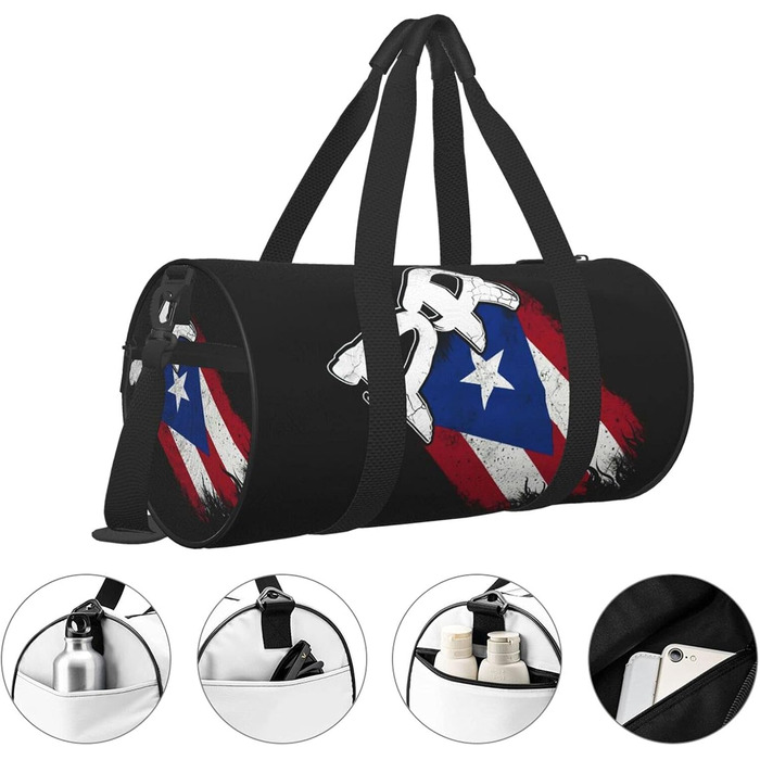 Спортивна сумка з прапором Пуерто-Ріко, велика дорожня сумка для фітнесу та подорожей на вихідні для чоловіків та жінок
