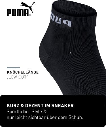 Шкарпетки PUMA Quarter Socks, упаковка з 18 пар, Statement Edition - жіночі та чоловічі розміри 43-46, чорні, білі, сірі