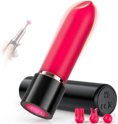 Мінівібратор Mikymiky, у формі помади, 10 режимів вібрації, з 4 силіконовими насадками