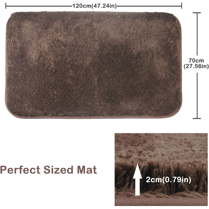 Килимки для ванної з високим ворсом 70X120 см, що миються в машині, килимок для ванної з водопоглинаючою, м'якою мікрофіброю для в