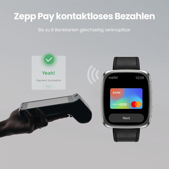 Розумний годинник Amazfit Active 2 з 1,75-дюймовим AMOLED-дисплеєм, офлайн-картами з GPS, 10-денним автономним часом, понад 160 спортивними режимами, водонепроникністю, відстеженням серцевого ритму та сну для Android та iPhone, чорним шкіряним квадратним 