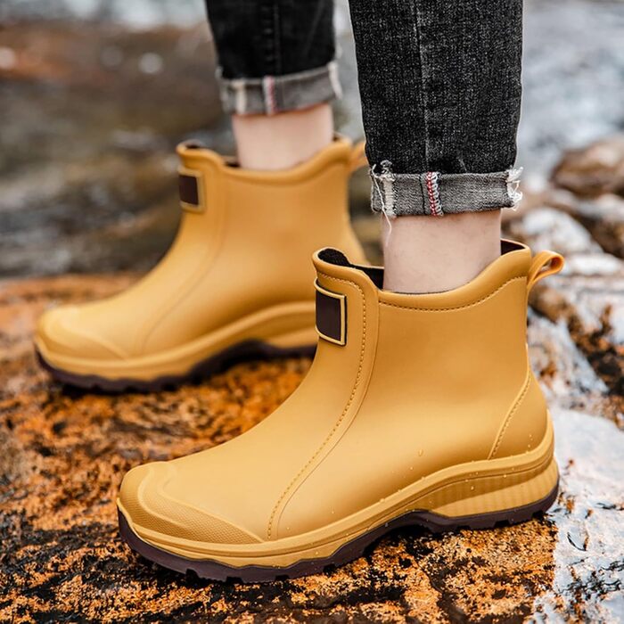 Чоловічі гумові чоботи, водне взуття, гумове взуття з верхнім одягом, студентський повсякденний одяг, все для роботи на свіжому повітрі, риболовлі, миття автомобіля, кухні, не бахіли, гумові гумові чоботи, високе взуття, чоловічі, помаранчеві, 38 2/3 EU