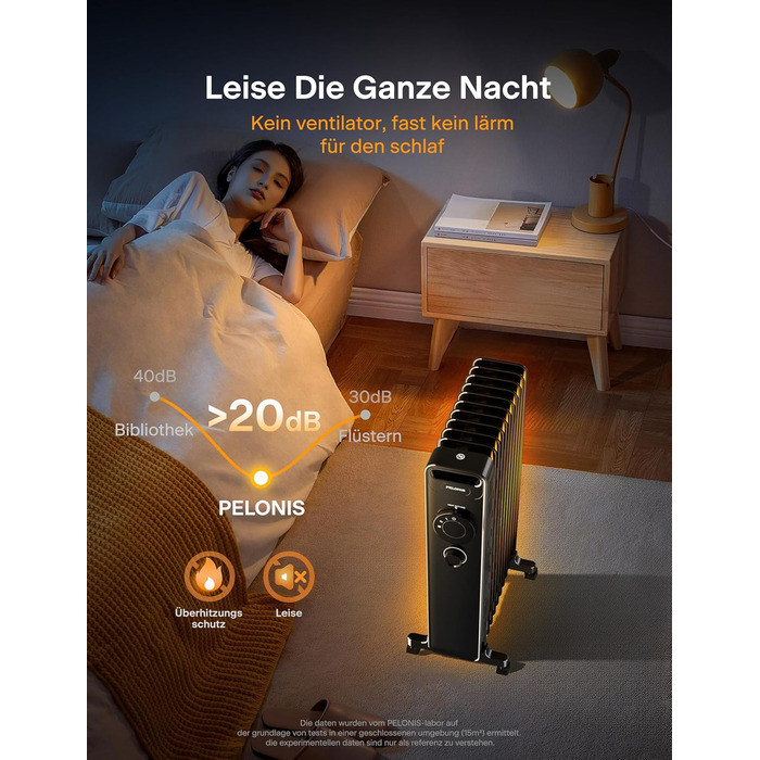 Масляний радіатор PELONIS потужністю 2300 Вт з J-подібними ребрами, масляний нагрівальний елемент з 3 режимами нагріву та термостатом, тихий електричний обігрівач із захистом від перекидання, енергоефективний клас А для спальні, вітальні, офісу, 11 ребер,