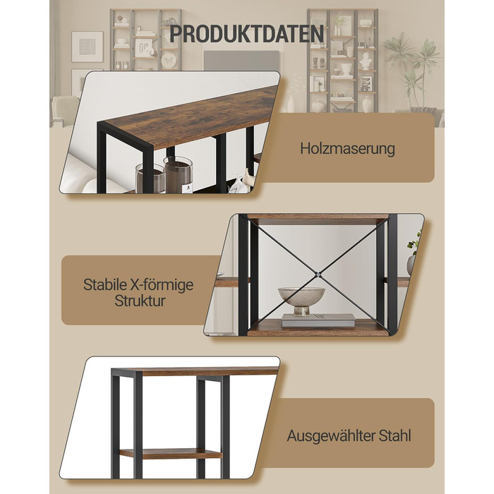 Книжкова полиця Hzuaneri, стояча полиця з 7 рівнями та 18 полицями, регульовані відкриті полиці, для вітальні, офісу, спальні, 30 x 100 x 202 см, вінтажний коричнево-чорний, BC15601B 30 x 100 x 202 см вінтажний коричнево-чорний