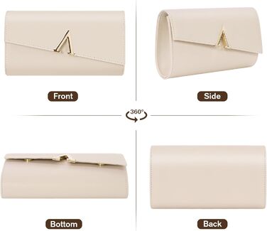 Клатч Larcenciel, елегантна сумочка зі знімним ланцюжком, кремова вечірня сумка кольору нюду, модна сумка-конверт через плече для жінок, шкіряна сумка через плече для весілля, вечірки, випускного вечора, побачення (23x13x5 см)