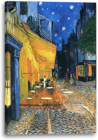 Друковані картини Високоякісна картина на полотні (60x80 см) Вінсент Ван Гог - Нічна кав'ярня / Ніч перед кав'ярнею на площі Форум