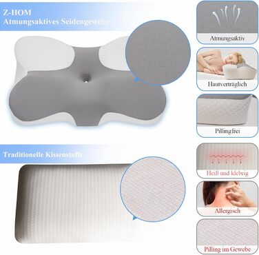Подушка для шиї Z-hom, ергономічна подушка для шиї з піни з ефектом пам&39яті, подушка для сну на боці, спині та животі, ергономічна подушка для сну на боці 60 x 36 x 13/8 см