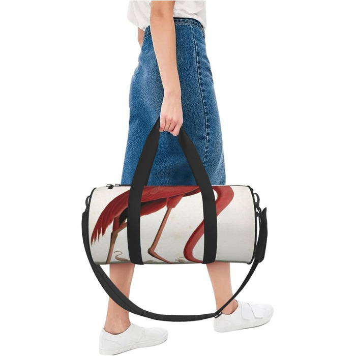 Спортивна сумка для подорожей, з принтом американського фламінго, чорна, універсальний розмір