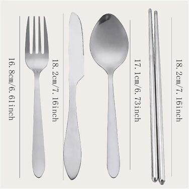 Загальний набір столових приборів з 4 предметів для подорожей, кемпінгу, портативний посуд з нержавіючої сталі, палички для їжі, ложка, виделка, ніж для стейку з футляром для зберігання