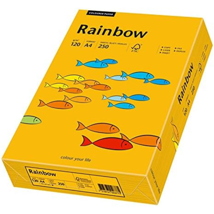 Папірус 88042414 принтер/копіювальний папір кольоровий Rainbow 120 г/м DIN-A4, кольоровий папір 250 аркушів, середньо-помаранчевий