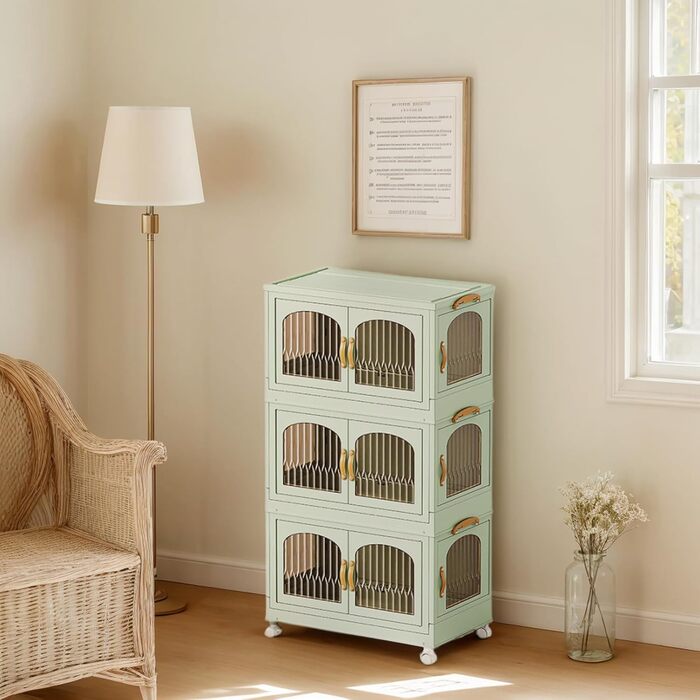 Кухонна шафа RMAN, кухонний буфет, сервант, шафа для зберігання з 3 дверима, великий простір для зберігання, 98 * 55 * 32,5 см, для кухні, вітальні, їдальні, зелений B-green