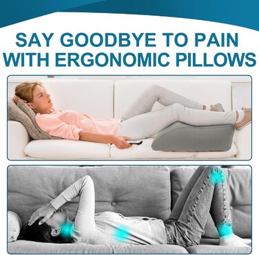 Надувна подушка для ніг, портативна клиноподібна подушка для ніг, клиноподібна подушка для ніг, покращує кровообіг та зменшує набряки, для сну, відпочинку та вагітності (сіра)