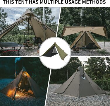 Намет Naturehike Tipi Tent Ridge, індіанський намет на 3-4 особи, водонепроникний, вітрозахисний, легко складаний, пірамідальний, для кемпінгу на свіжому повітрі, сімей, зелений