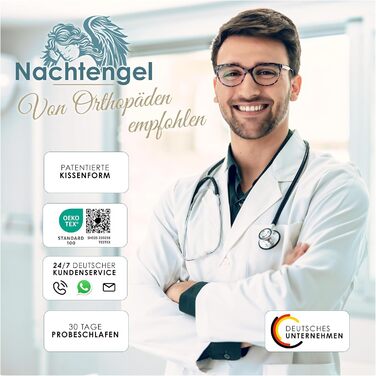 Подушка для сну - Ортопедична подушка з піни з ефектом пам&39яті, ергономічна та для полегшення болю в шиї, для всіх положень сну (на спині, животі та на боці) (, біла, висота 10 см) Висота 10 см Білий 1