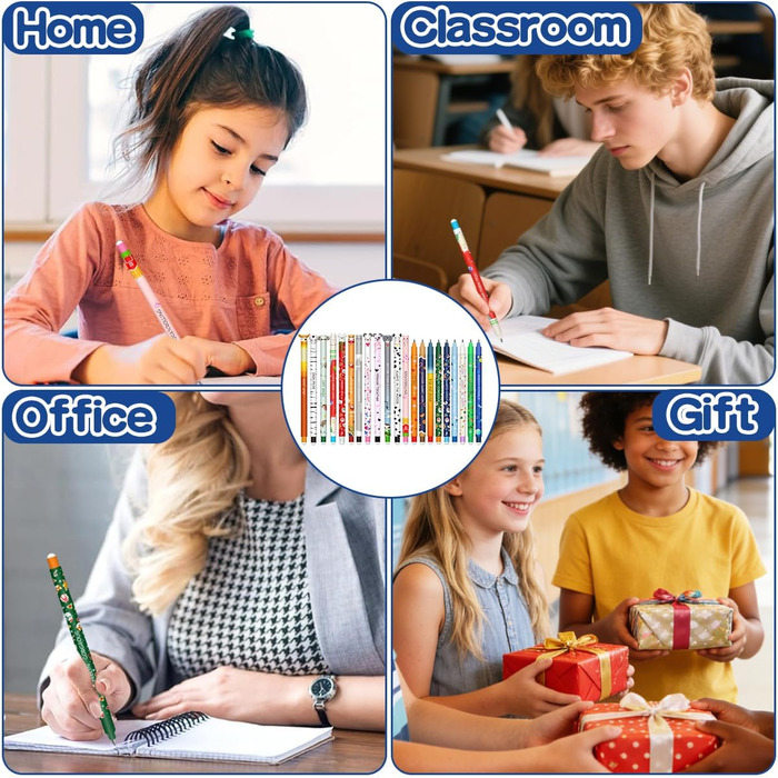 Набір гелевих ручок, що стираються - різдвяні гелеві ручки для ручок, що стираються, з термочутливим чорнилом, що стирається, різні кольори чорнила, 0,7 мм (24 ручки, що стираються, у сліпому полі)