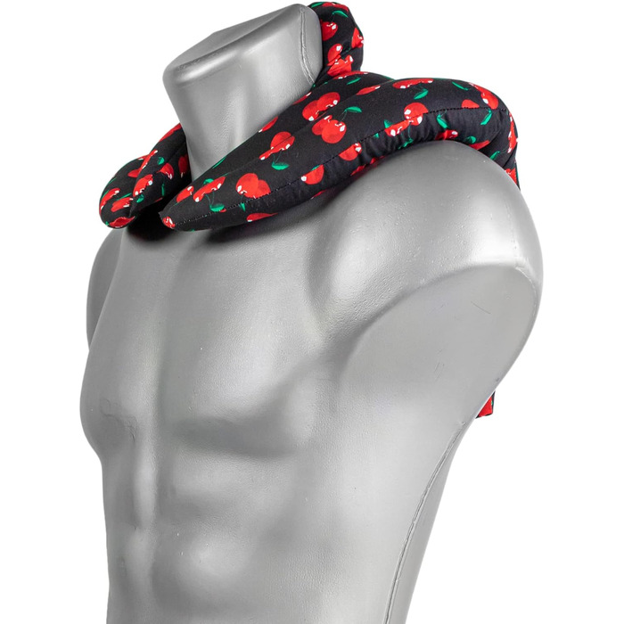 Подушка для шиї для шийного відділу хребта - шия плечі спина - вишнево-чорна - подушка з насінням льону - подушка для шиї з підігрівом - подушка для шиї, вишнево-чорна, з насінням льону