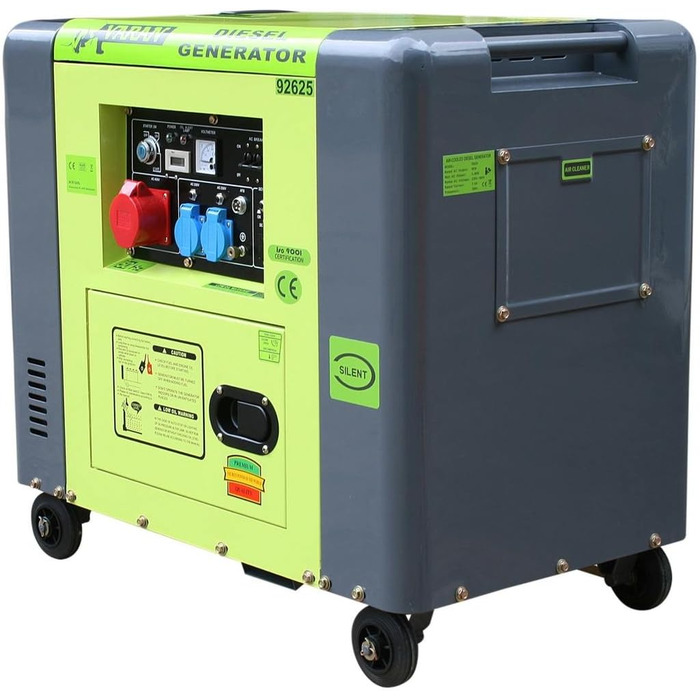 Електричний дизельний генератор Varan Motors 92625, звукоізольований, тип Panda, генератор потужності, 400 В 230 В, 6,25 кВА