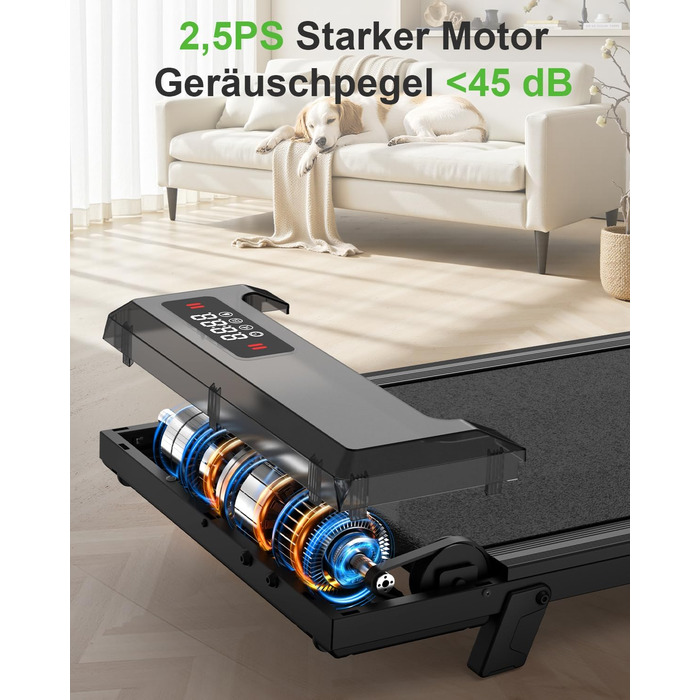 Бігова доріжка HomeFitnessCode Incline для домашнього використання - килимок для ходьби, електричний біговий пояс 1-8 км/год, чорний - 85 см