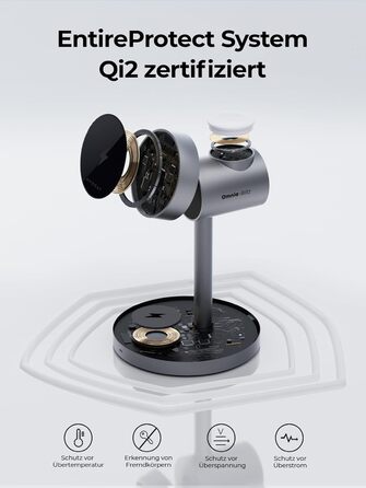 Зарядна станція AMEGAT для Apple Watch та iPhone, бездротовий зарядний пристрій MagSafe 3 в 1 15 Вт, включаючи 30 Вт зарядний прис