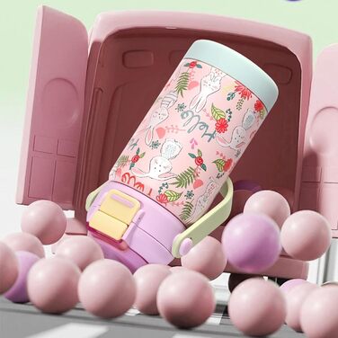 Дитяча ізольована пляшка для води з кришкою-трубочкою, 350 мл, вакуумний стаканчик з подвійною стінкою без бісфенолу А, 18/8 нержавіюча сталь, герметичний, дитячий, з трубочкою для школи, подорожей, хлопчиків, дівчаток (кролик)