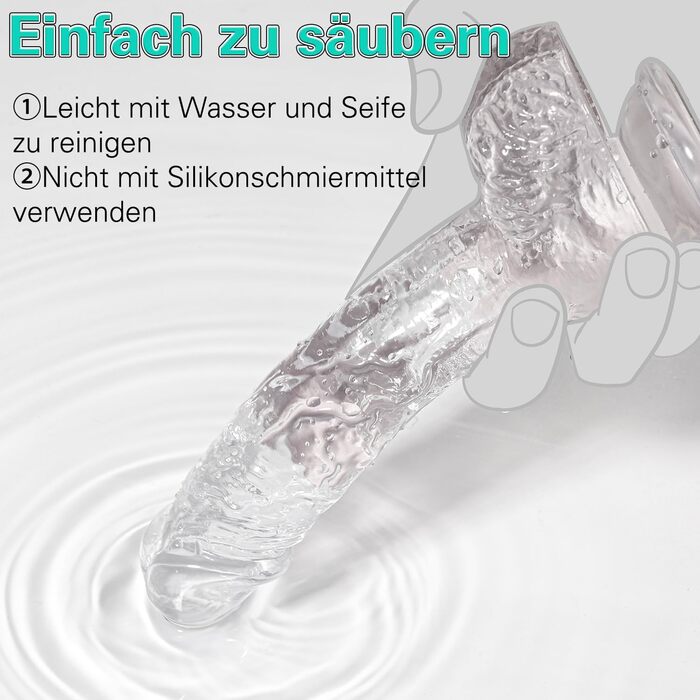 Реалістичний фалоімітатор з сильною присоскою, фалоімітатор для початківців Wakelust 18 см зі справжніми венами та пухкими яєчками, секс-іграшка для жінок та чоловіків, м&39який силіконовий анальний фалоімітатор-репліка пеніса (прозорий) 7-