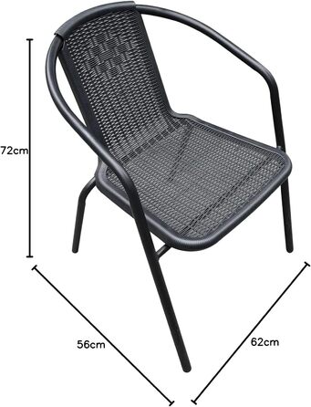 Меблі та аксесуари для дому LC Garden Garvista Стілець-штабелер 56x62x72см Чорний садовий стілець Стілець для тераси Балконний стілець з підлокітником, пластик