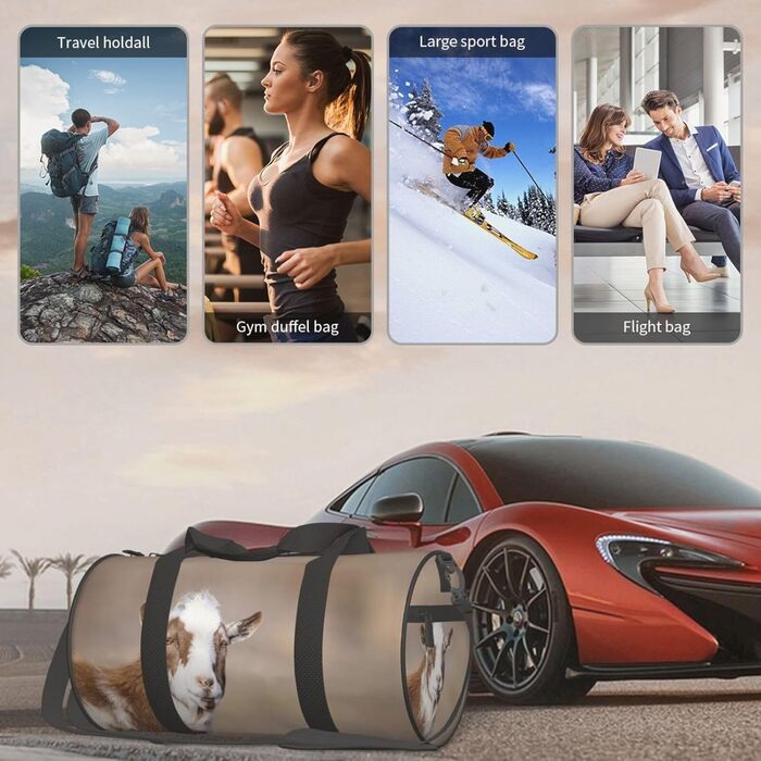 Спортивно-дорожня сумка з козячим мотивом, чорна, універсальний розмір