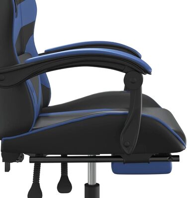 Ігрове крісло, обертове крісло з підставкою для ніг, чорно-синя штучна шкіра, офісне крісло, декоративне офісне крісло для вітальні, офісу, спальні, чорно-синє.