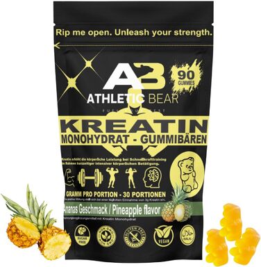 Жувальні цукерки Athletic Bear Creatine Monohydrate, 90 шт. (30 порцій)