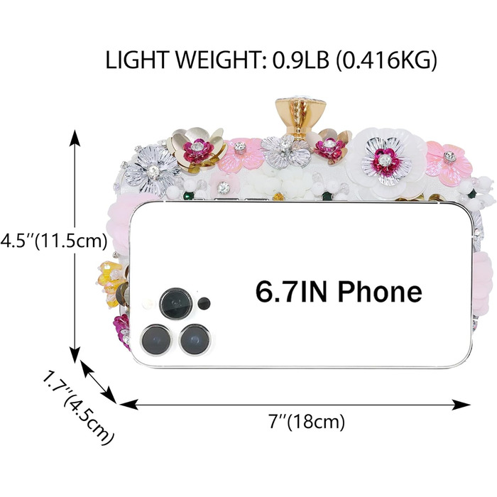 Жіночий клатч з бісеру Вечірня сумка Квіткова сумочка Елегантний весільний клатч з кристалами Плечовий клатч білий