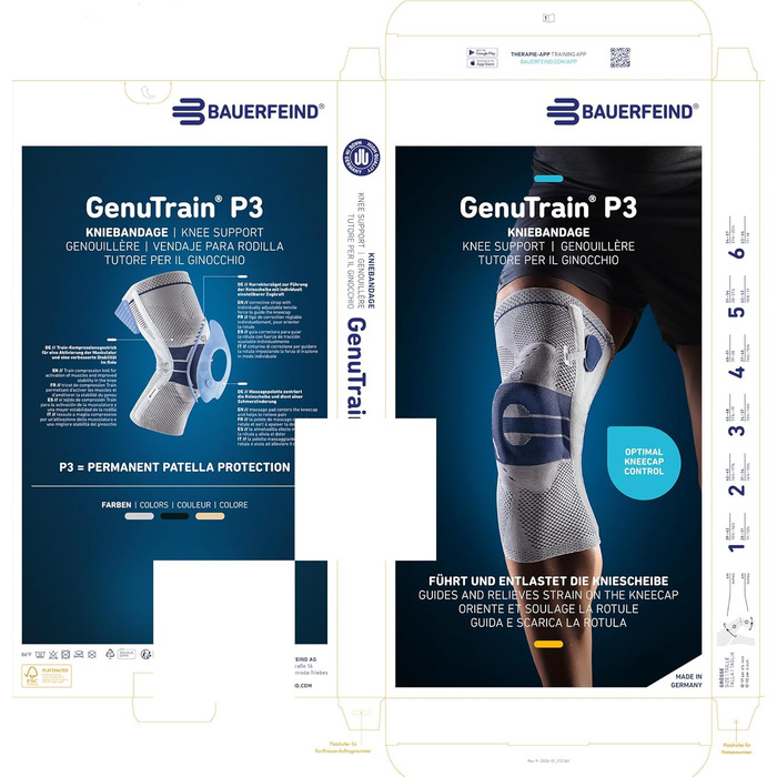 Бандаж на коліно Bauerfeind GenuTrain P3 правий, розмір 3 титановий