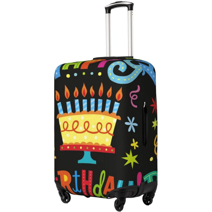 Чохол для валізи Щасливого Дня Народження, великий розмір, захисний, міцний, підходить для валіз розміром 45.7 - 81.3 см, XL, чорний
