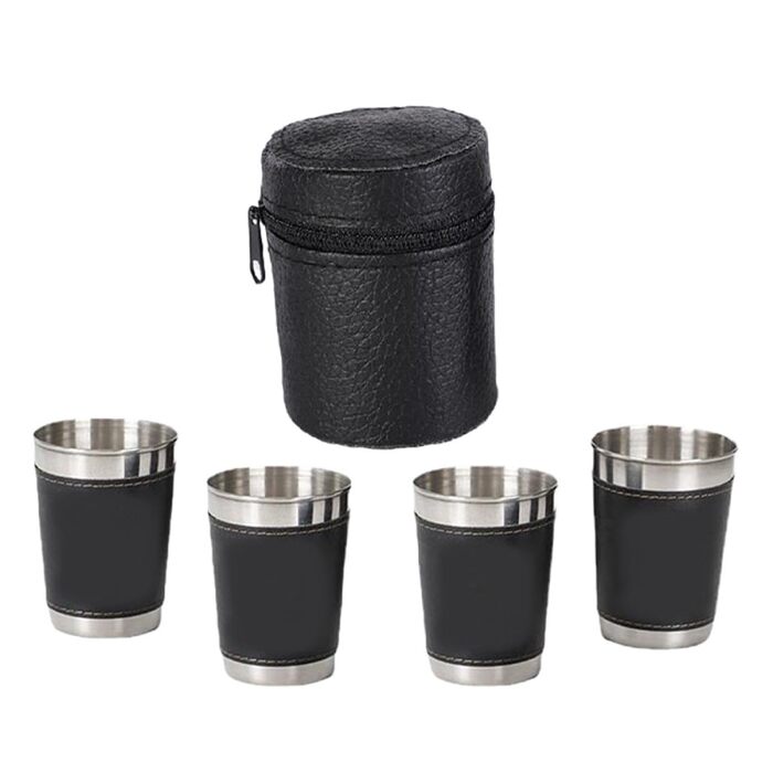 Маленькі чарки з нержавіючої сталі об&39ємом 70 мл з футляром для перенесення, портативні келихи для вина в поході, ударостійкі металеві чашки для подорожей на природі та пікніків