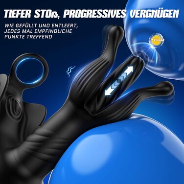 Анальний вібратор для чоловіків Soulour 4 в 1, стимуляція простати, з ерекційним кільцем та вібрацією яєчок, 9 режимів