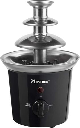 Шоколадний фонтан Bestron з 3 ярусами, Funcooking, 60 Вт, чорний/нержавіюча сталь