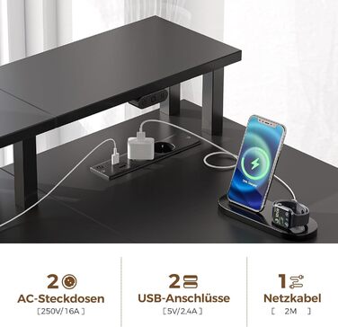 Г-подібний стіл Rolanstar з шухлядами, двосторонній ігровий стіл з розеткою, світлодіодним освітленням та підставкою для монітора, комп&39ютерний стіл 163 см для офісу, кабінету, спальні, чорний