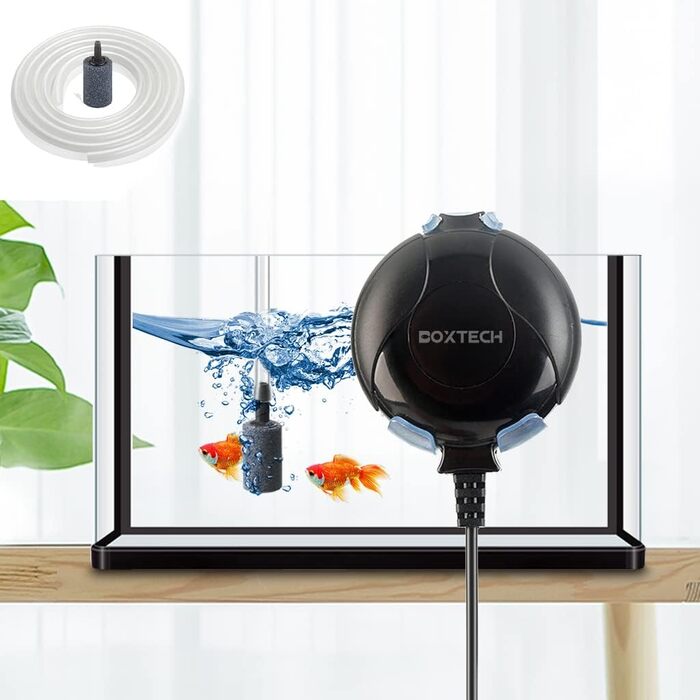 Кисневий насос Boxtech Mini Quiet Aquarium з повітряним каменем та силіконовим шлангом для акваріумів та нано-акваріумів (чорний)
