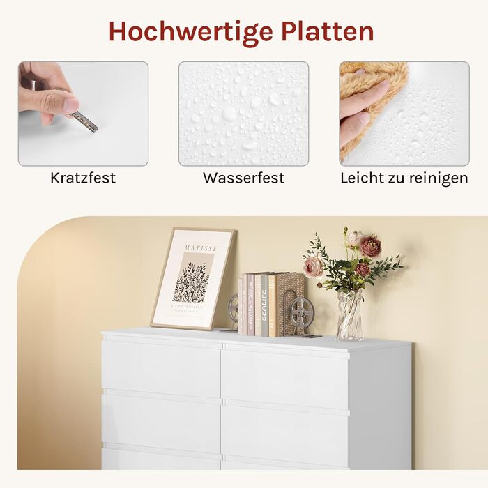 Білий комод великої місткості, буфет з 4 шухлядами, комод для спальні, вітальні, 60x40x90 см