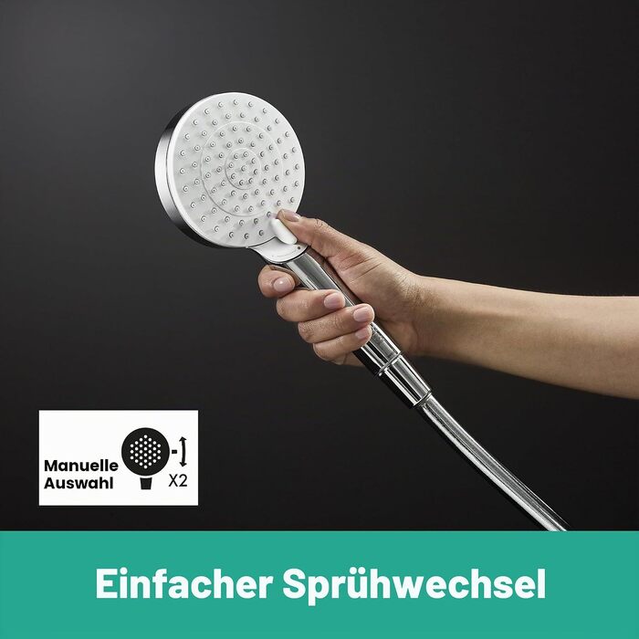 Душовий набір Hansgrohe Crometta водозаощаджувальний комплект з душовою штангою (65 см), лійкою (2 режими струменя), тримачем та шлангом (160 см), білий/хром