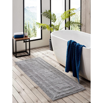 Килимок для ванної кімнати Eddie Bauer, м&39який бавовняний декор для ванної кімнати, суперпоглинаючий та швидковисихаючий, 100, хромово-сірий, 1&3910&39 x 5&39 (прямокутний) хромово-сірий 56 x 152 см (прямокутний)