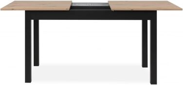 Обідній стіл Кухонний стіл Coburg 120 кольору Artisan Oak / Black, приблизно 120 x 76 x 70 см, розкладний до 160 см, 003410