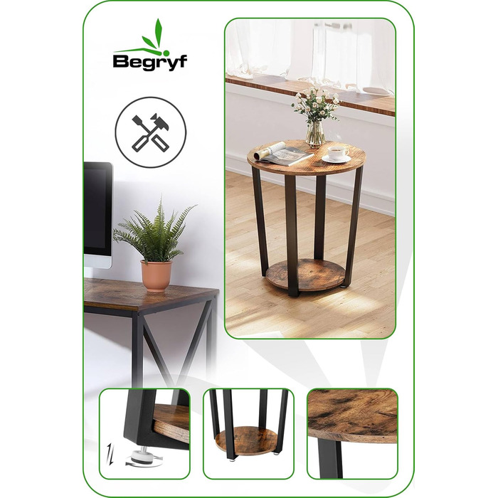 Журнальний столик, приставний столик, підставка для рослин, столик для вітальні, консоль для дивана, вузька тумбочка біля ліжка, маленький журнальний столик, сільський коричневий диванний столик з полицею, чорний металевий каркас, журнальний столик