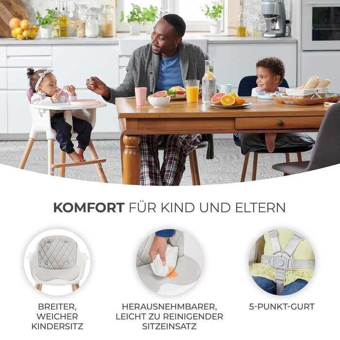 Стільчик для годування Kinderkraft SIENNA 2 в 1, дитячий стільчик для годування, дитячий стільчик, комбінований стільчик для годув