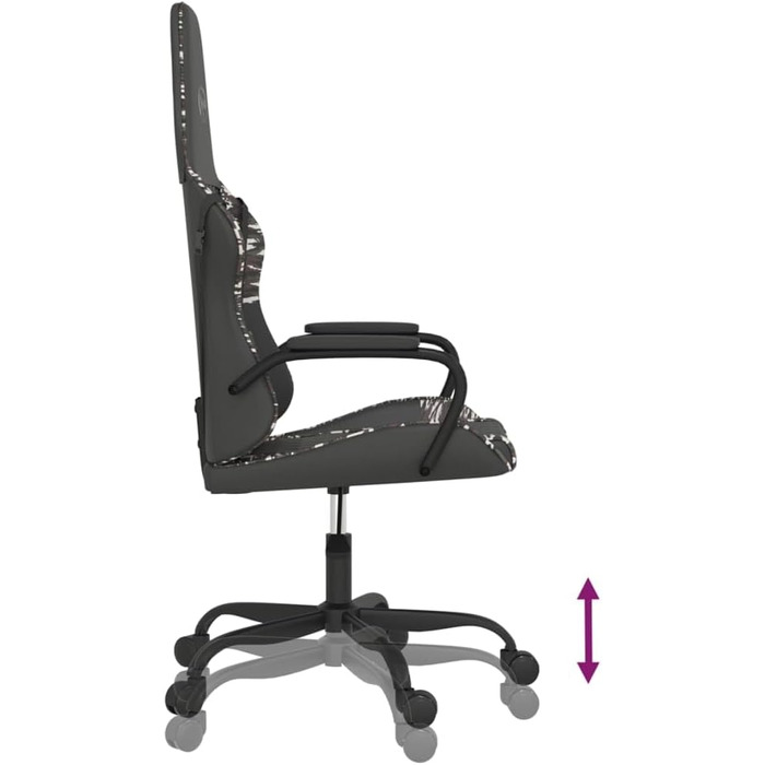 Геймерське крісло, штучна шкіра, чорне з камуфляжем, регульоване по висоті, ергономічне, для офісу та комп&39ютерних ігор, камуфляж