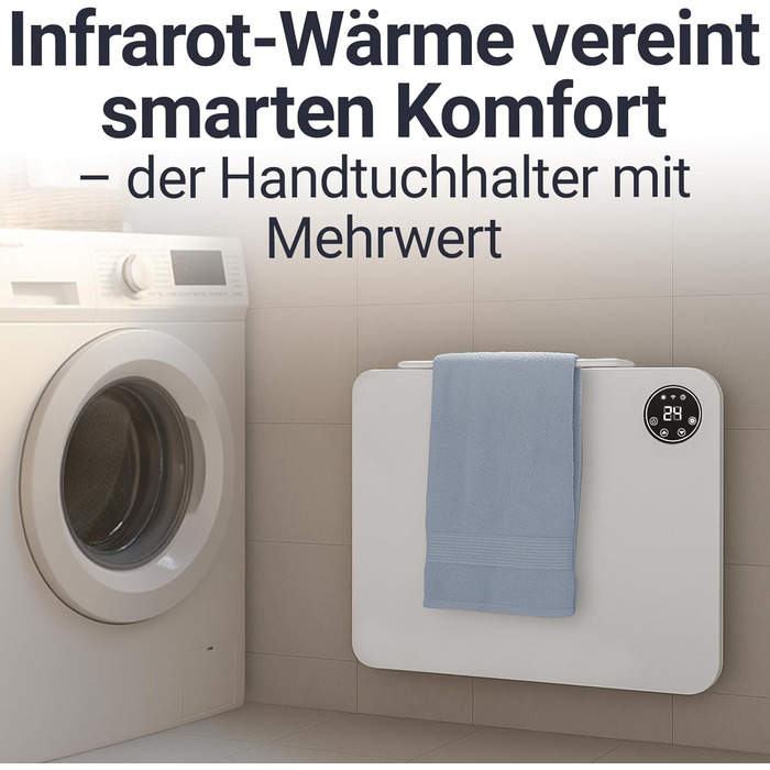 Інфрачервоний настінний обігрівач 600 Вт - Миттєве комфортне тепло - Значно знижує витрати на опалення - Розкішні функції з термостатом застосунок - Міцний, безшумний - 2-в-1 настінний та окремостоячий пристрій (600 Вт)
