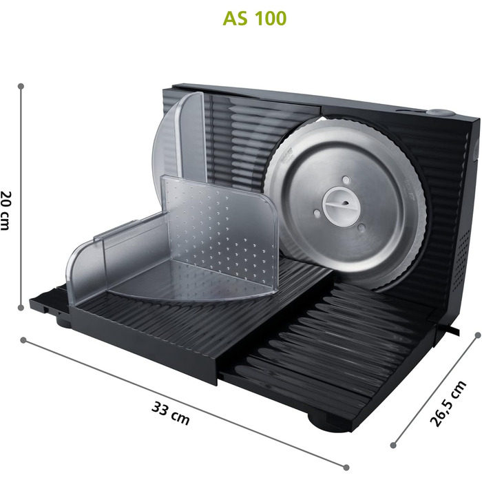 Універсальний слайсер Steba AS100, компактний складаний ніж, виготовлений в ЄС, ніж з нержавіючої сталі Solingen із зубчастим краєм, товщина різання регулюється до 17 мм, подвійний захисний вимикач, включаючи захист рук