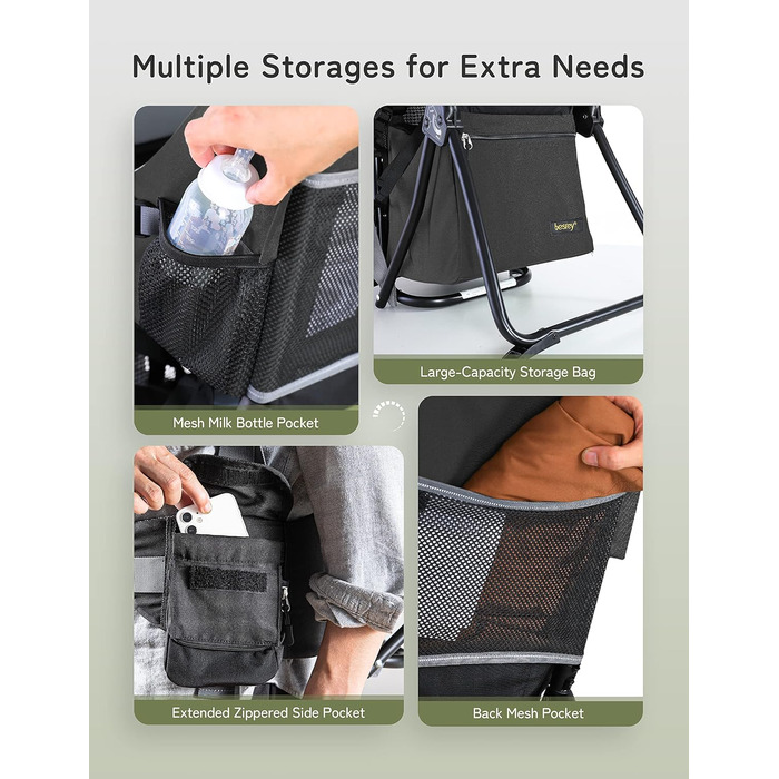 Дитяча коляска besrey Kraxe з сумкою для зберігання, портативна дитяча коляска для подорожей, дитяча коляска для походів на 6-36 м